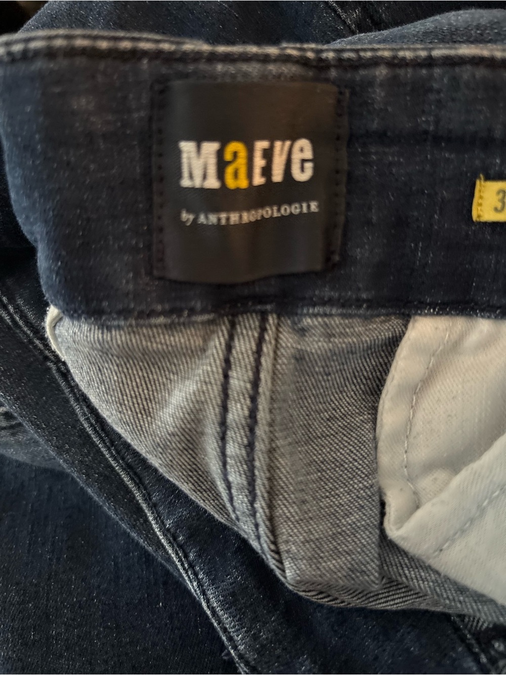 Maeve Anthropology Palazzo Blue Wide Leg High-Rise Boho 70’s Minimalist Jeans 32 - Picture 4 of 6